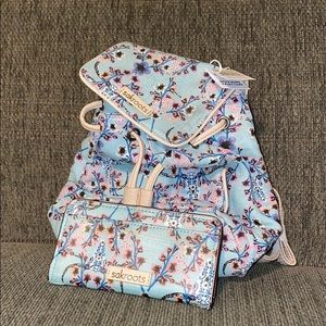 Backpack purse with matching wallet
